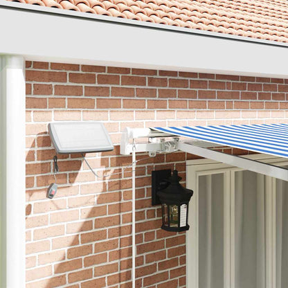 Einziehbare Markise mit Blau und weiß 6 x 3 m Stoff und Metall