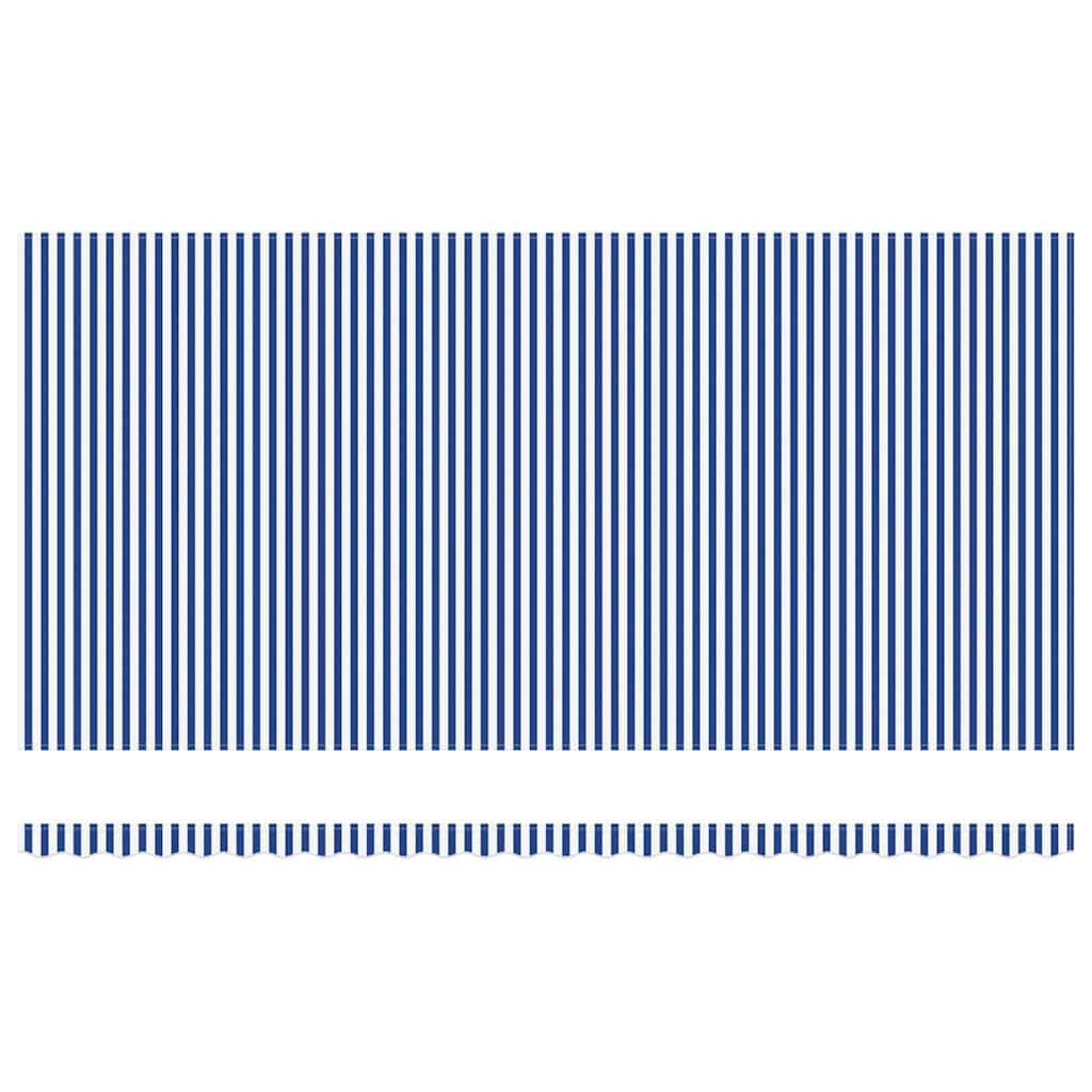 Einziehbare Markise mit Blau und weiß 6 x 3 m Stoff und Metall