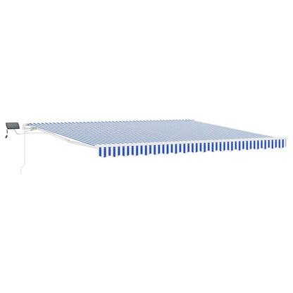 Einziehbare Markise mit Blau und weiß 5 x 3 m Stoff und Metall