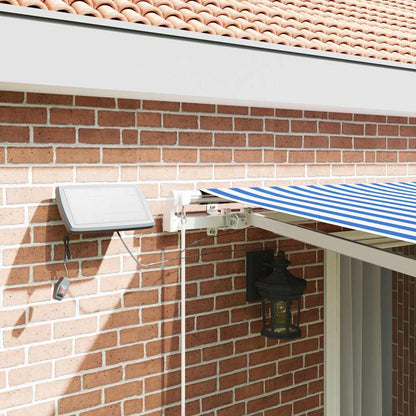 Einziehbare Markise mit Blau und weiß 4,5 ×3 m Stoff und Metall