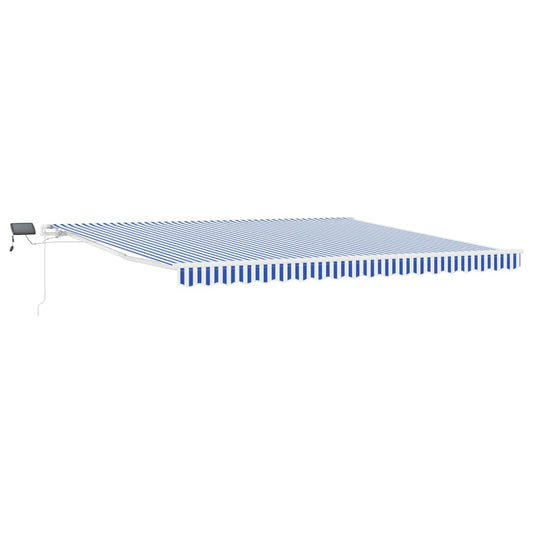 Einziehbare Markise mit Blau und weiß 4,5 ×3 m Stoff und Metall