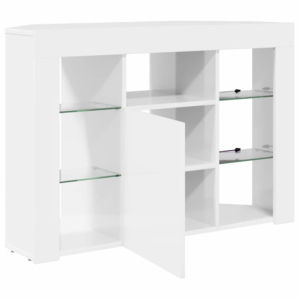 Eck-LED-TV-Schrank Wandmontiert Hochglanz Weiß 104 x 40 x 68 cm