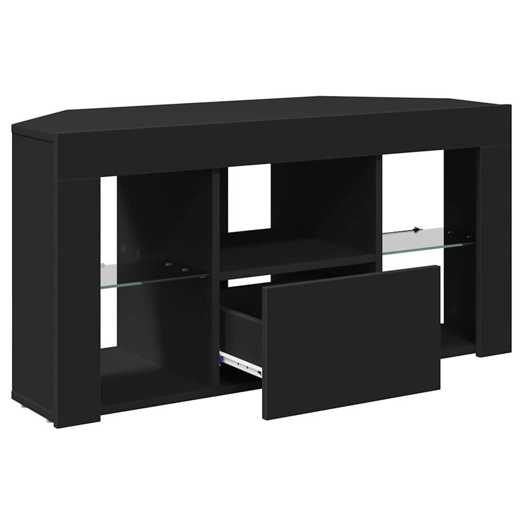 Eck-LED-TV-Schrank Schwarz 101 x 40 x 50 cm Holzwerkstoff