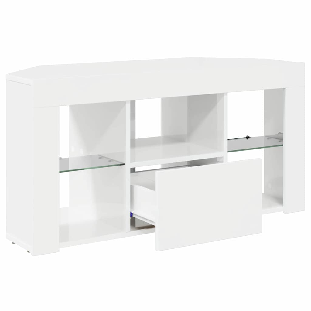 Eck-LED-TV-Schrank Wandmontiert Hochglanz Weiß 104 x 40 x 50 cm