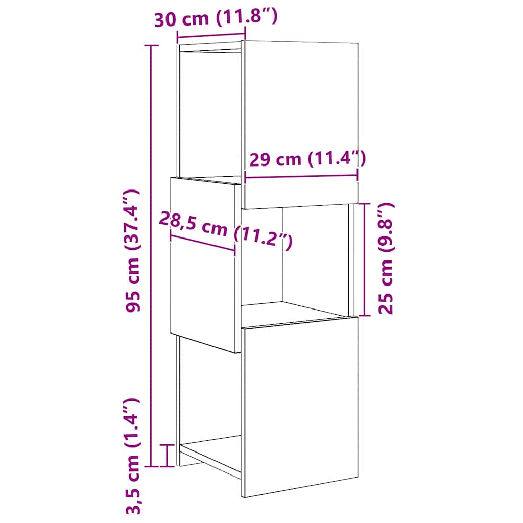 Eckschrank Weiß 30,5x30x95cm Holzwerkstoff
