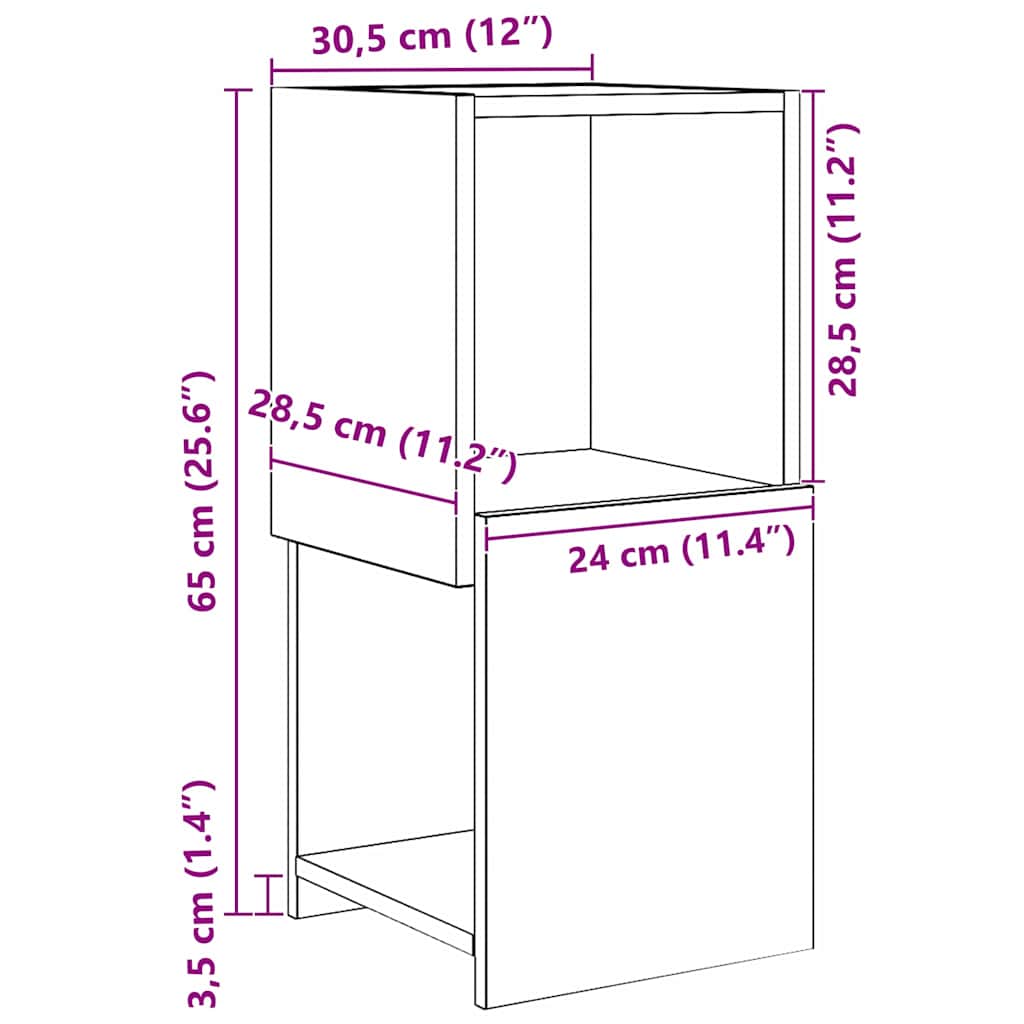 Eckschrank Weiß 30,5x30x65cm Holzwerkstoff