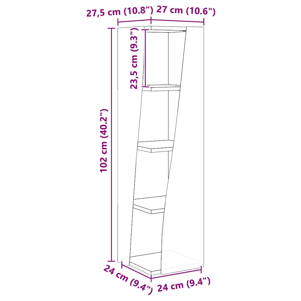 Eckschrank Weiß 27,5x27x102cm Holzwerkstoff
