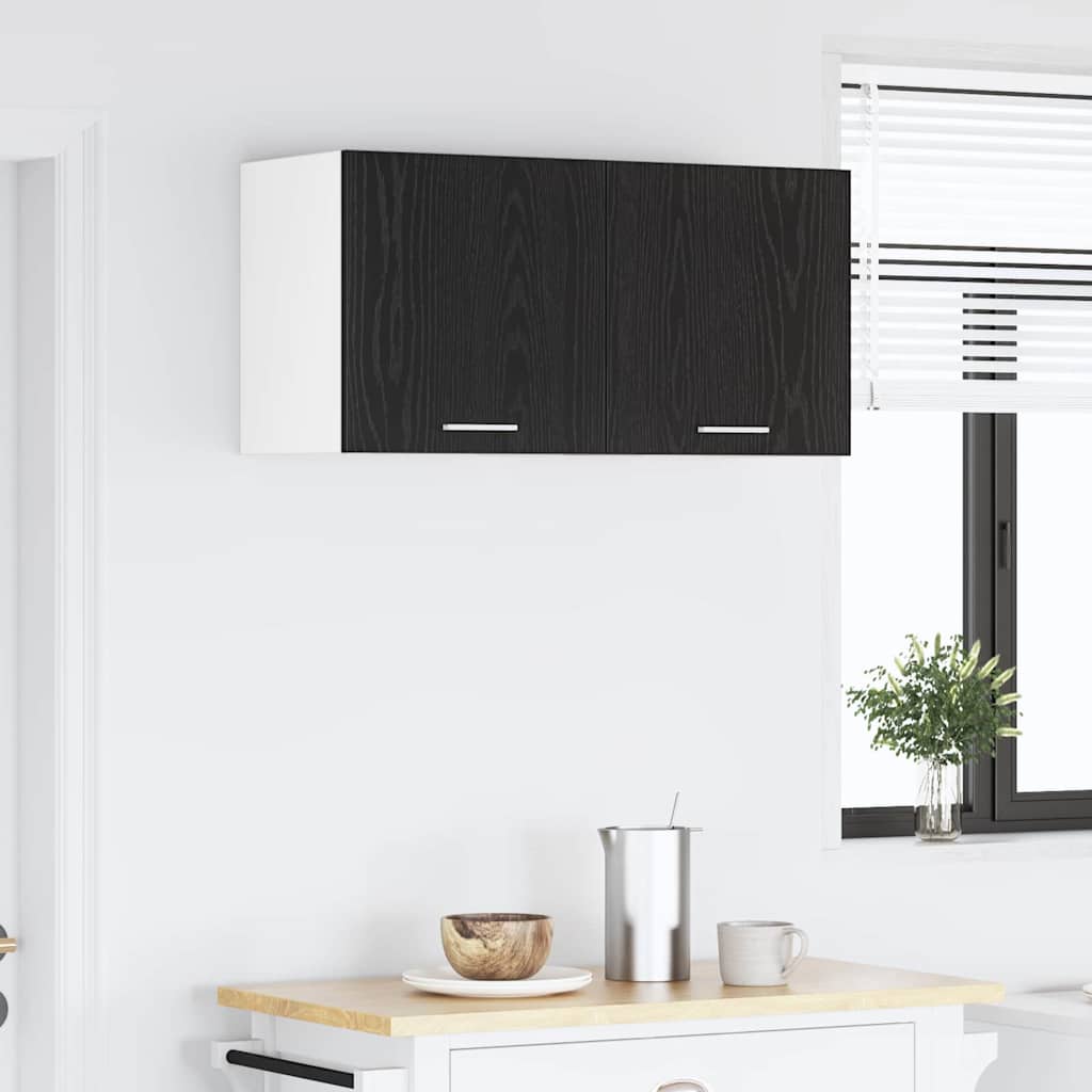 Hängeschrank Riga Schwarze Eiche und Weiß 40 x 31 x 40 cm