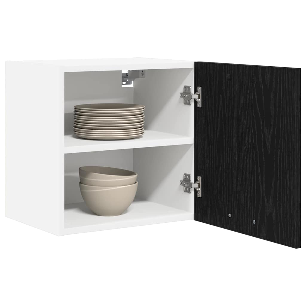 Hängeschrank Riga Schwarze Eiche und Weiß 40 x 31 x 40 cm