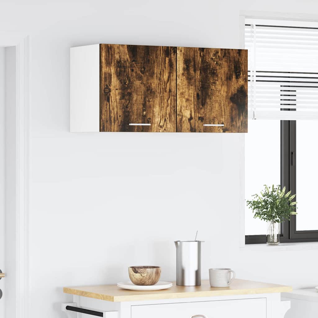 Hängeschrank mit Regal Riga 2 pcs Geräucherte Eiche und Weiß
