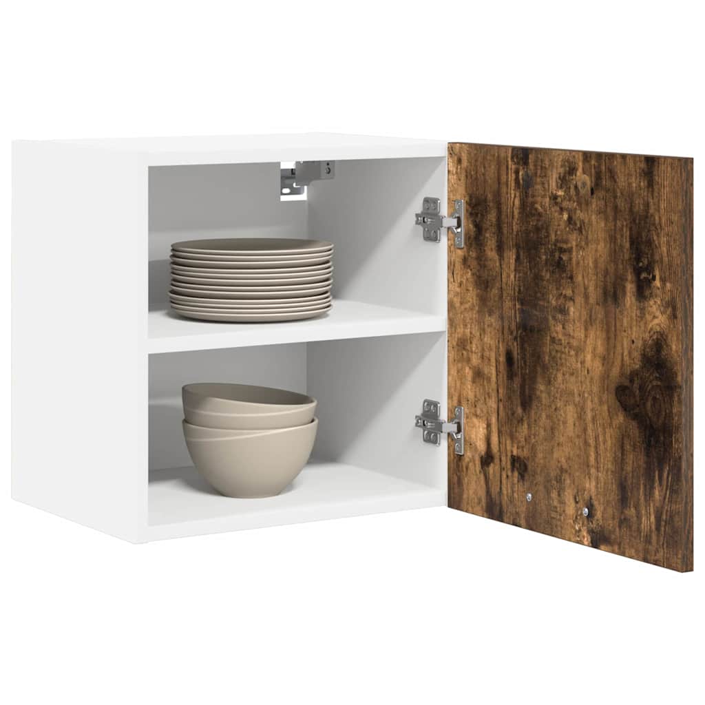 Hängeschrank mit Regal Riga 2 pcs Geräucherte Eiche und Weiß