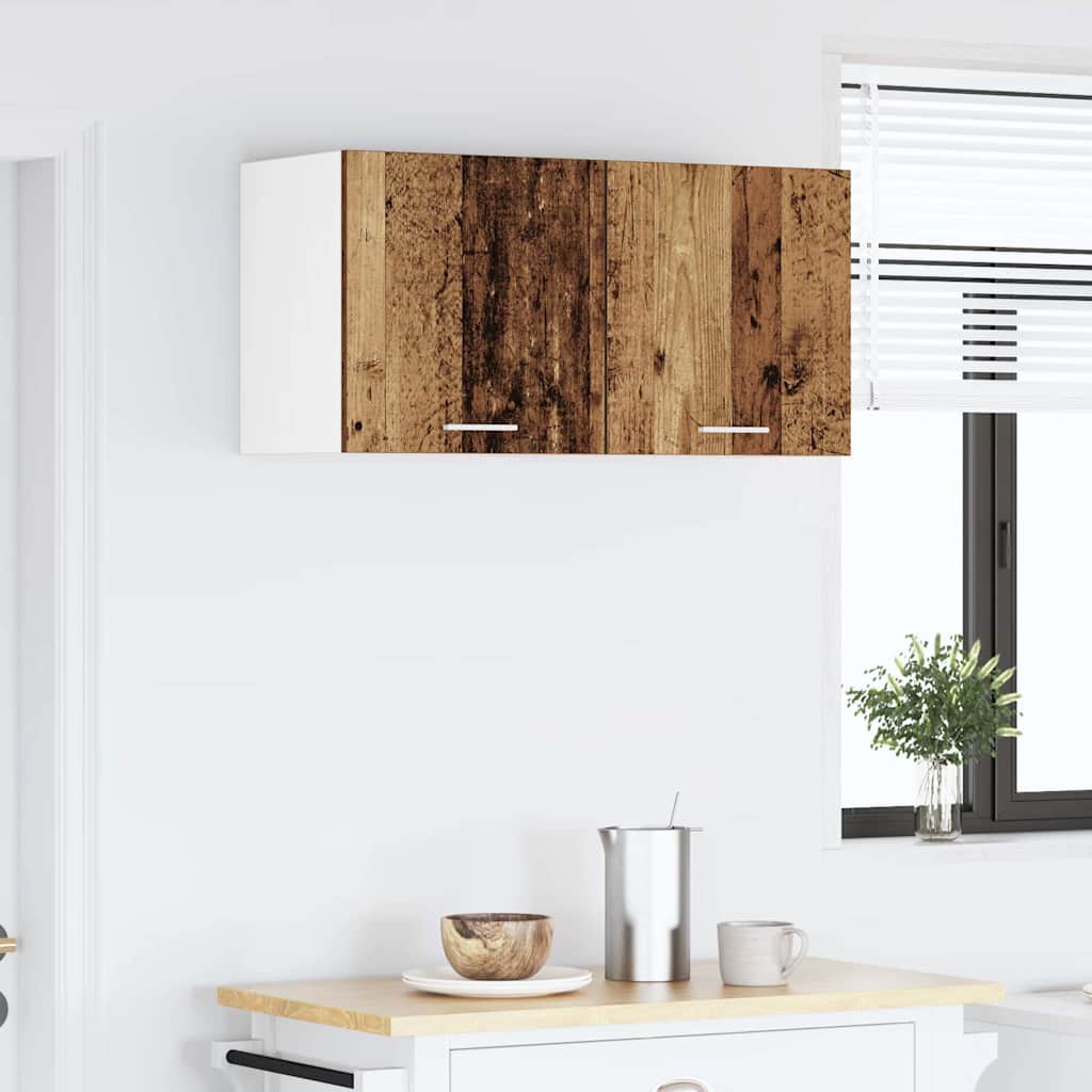 Hängeschrank mit Regal Riga Altes Holz und Weiß 40 x 31 x 40 cm