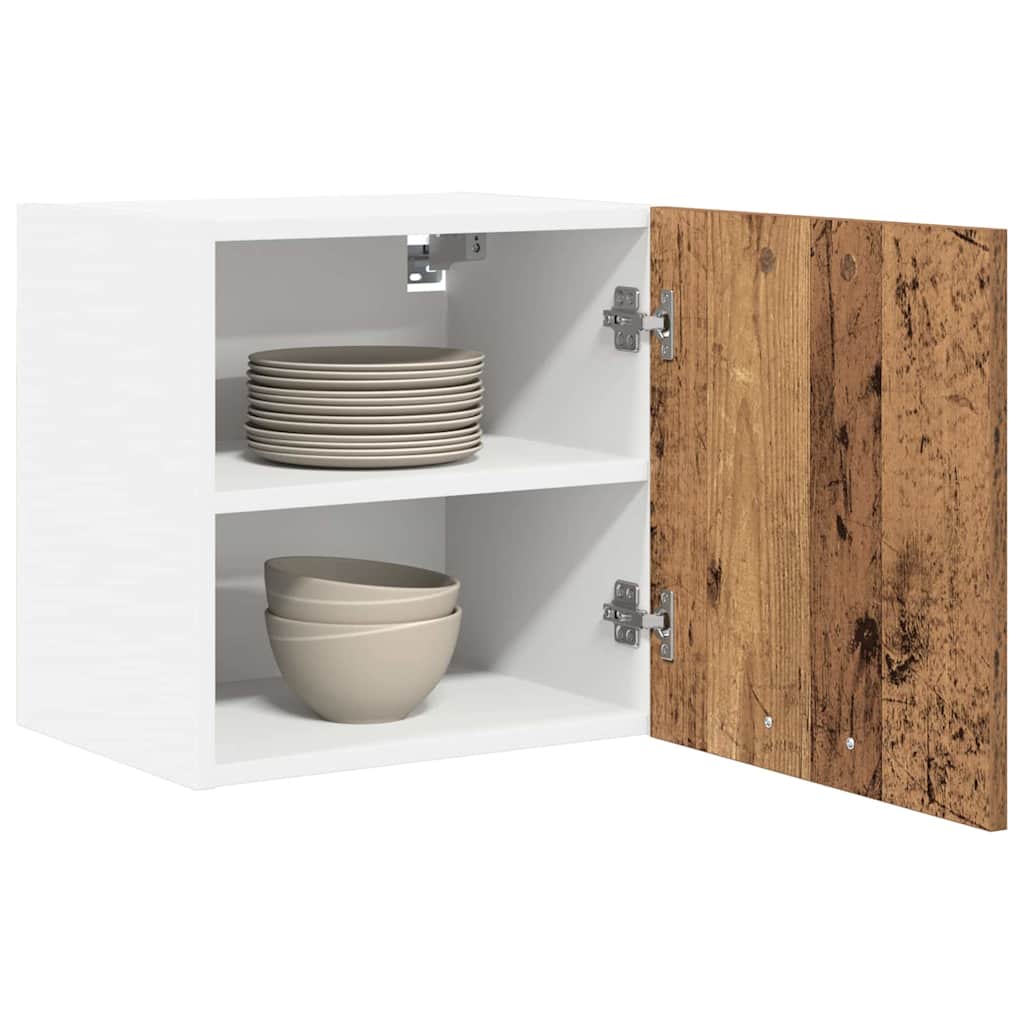 Hängeschrank mit Regal Riga Altes Holz und Weiß 40 x 31 x 40 cm