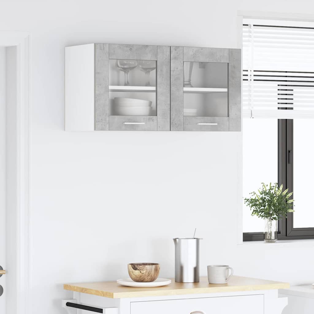 Hängeschrank mit Tür Riga Betongrau und Weiß 80 x 31 x 40 cm