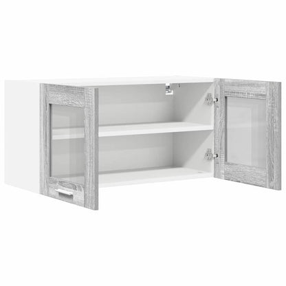 Hängeschrank mit Tür Riga Grau Sonoma und Weiß 80 x 31 x 40 cm