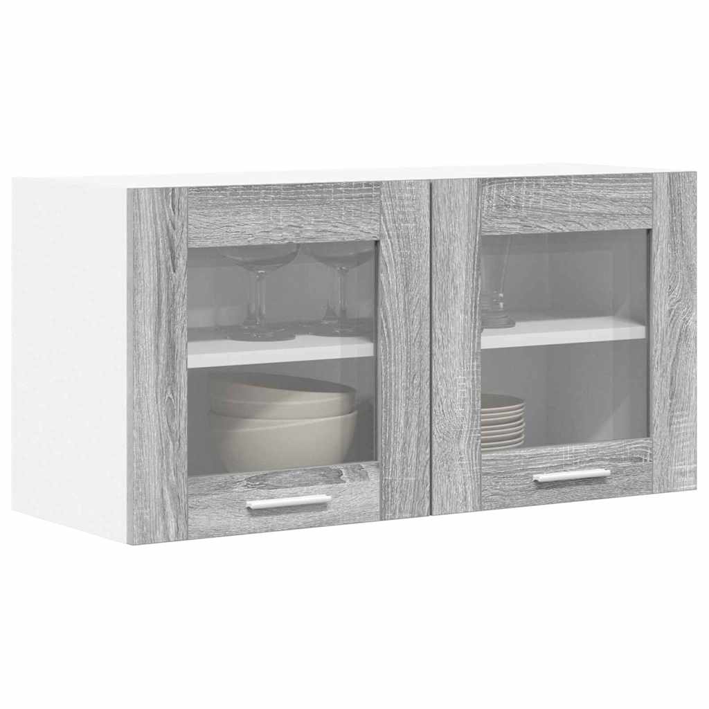 Hängeschrank mit Tür Riga Grau Sonoma und Weiß 80 x 31 x 40 cm