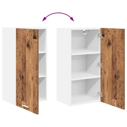 Hängeschrank mit Tür Riga Altes Holz und Weiß 40 x 31 x 80 cm