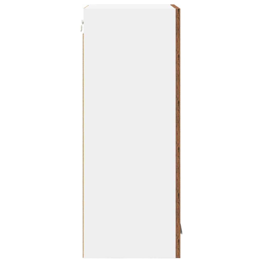 Hängeschrank mit Tür Riga Altes Holz und Weiß 40 x 31 x 80 cm