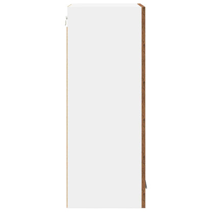 Hängeschrank mit Tür Riga Altes Holz und Weiß 40 x 31 x 80 cm