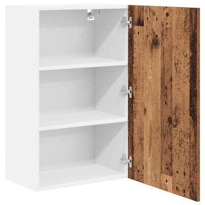 Hängeschrank mit Tür Riga Altes Holz und Weiß 50 x 31 x 80 cm