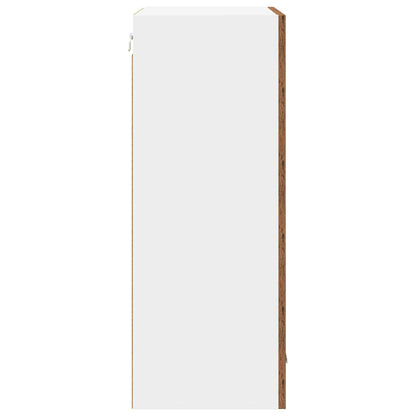 Hängeschrank mit Tür Riga Altes Holz und Weiß 50 x 31 x 80 cm