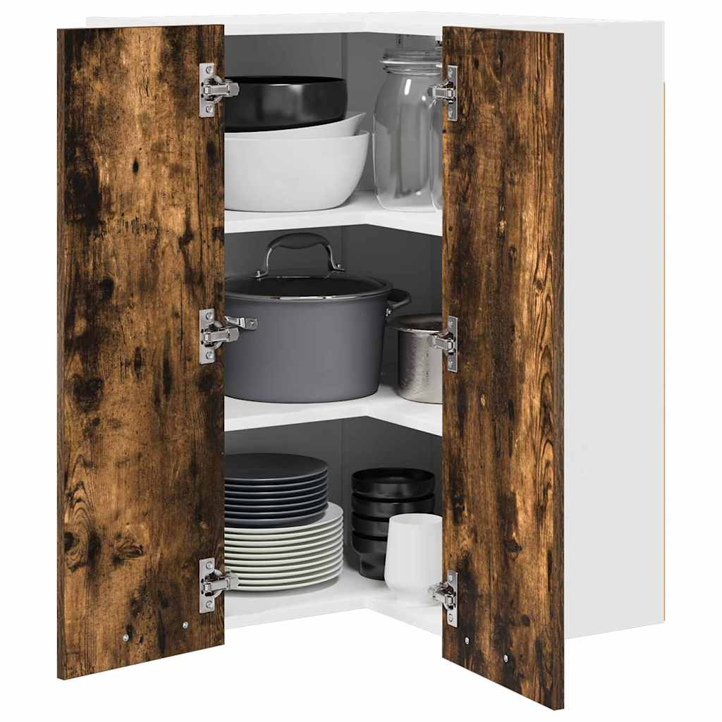 Hängeschrank Riga Geräucherte Eiche und Weiß 57 x 57 x 80 cm