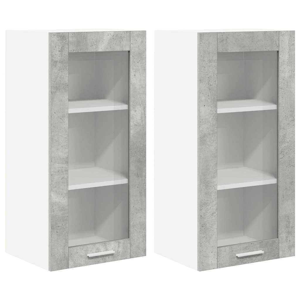 Hängeschrank mit Speicher Riga 2 pcs Beton Grau 40 x 31 x 80 cm
