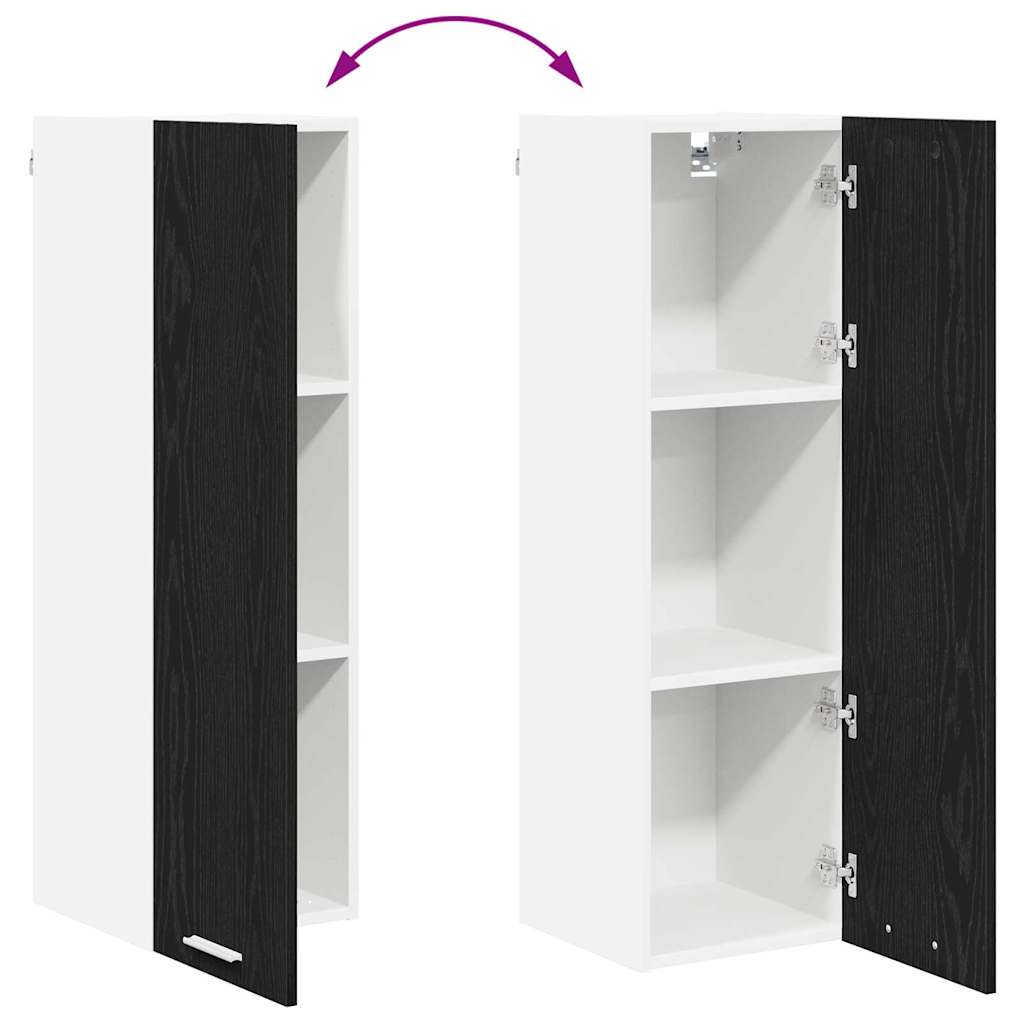 Hängeschrank mit Tür Riga Schwarz Eichen-Optik 30 x 31 x 100 cm