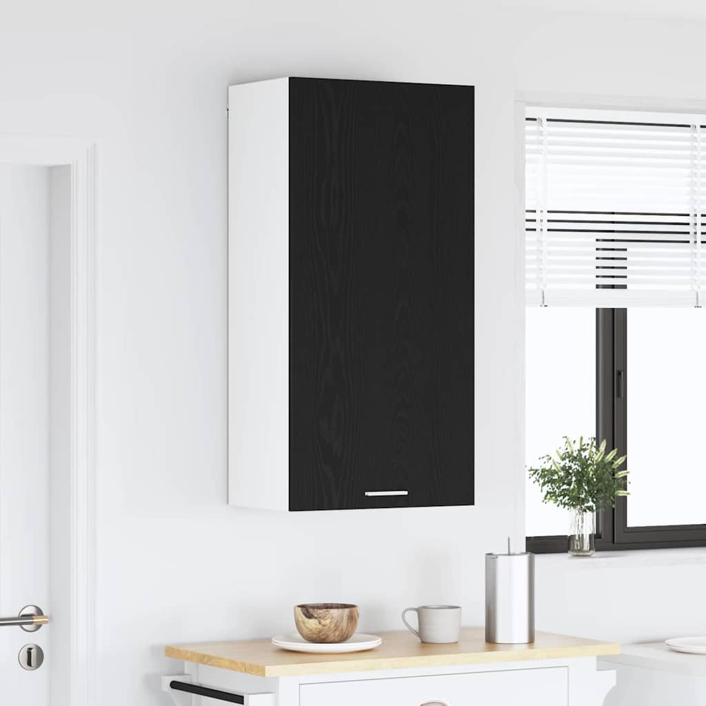 Hängeschrank Riga Schwarze Eiche und Weiß 50 x 31 x 100 cm
