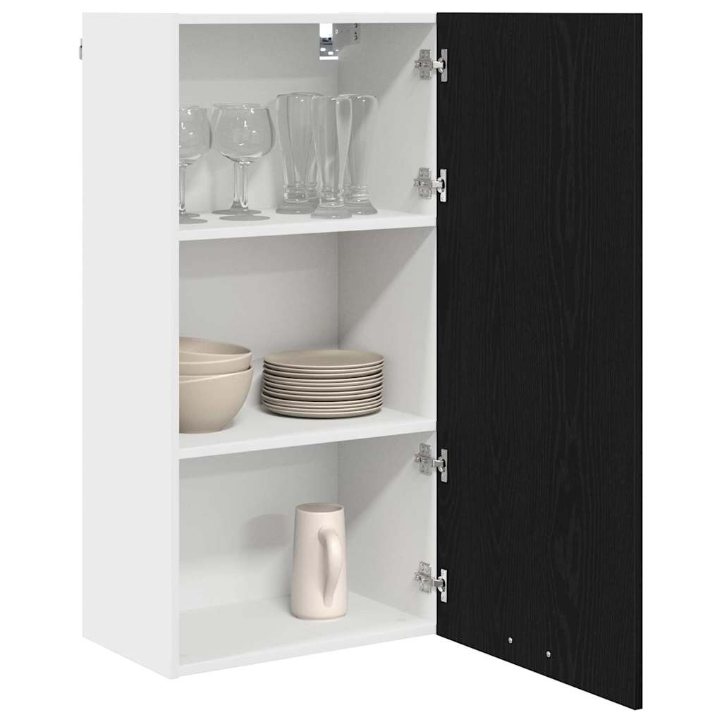 Hängeschrank Riga Schwarze Eiche und Weiß 50 x 31 x 100 cm