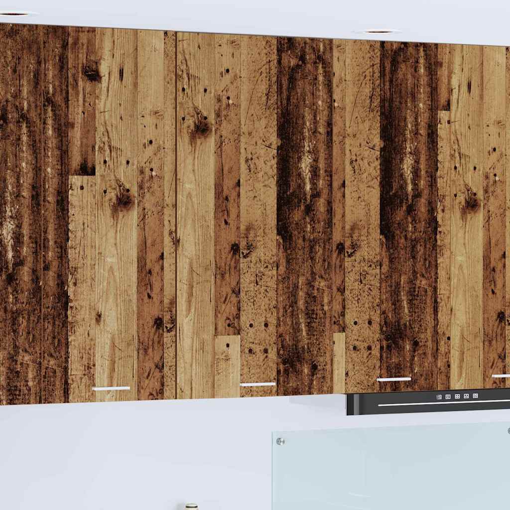 Hängeschrank mit Tür Riga Altes Holz und Weiß 50 x 31 x 100 cm