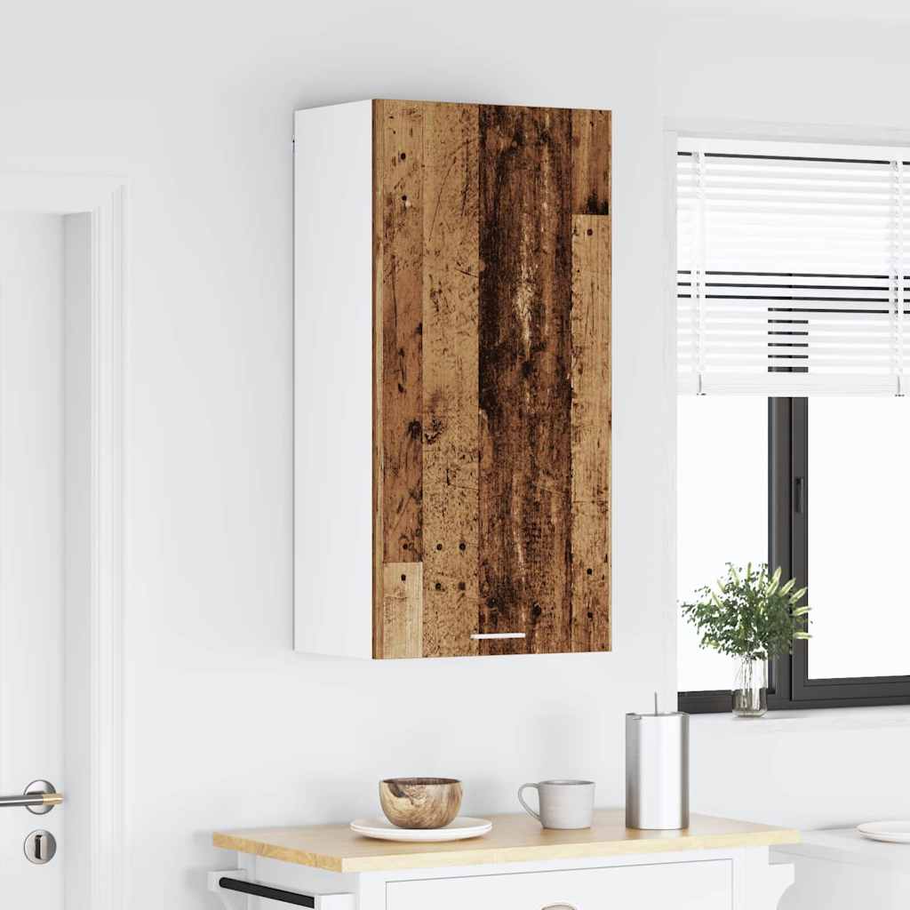 Hängeschrank mit Tür Riga Altes Holz und Weiß 50 x 31 x 100 cm