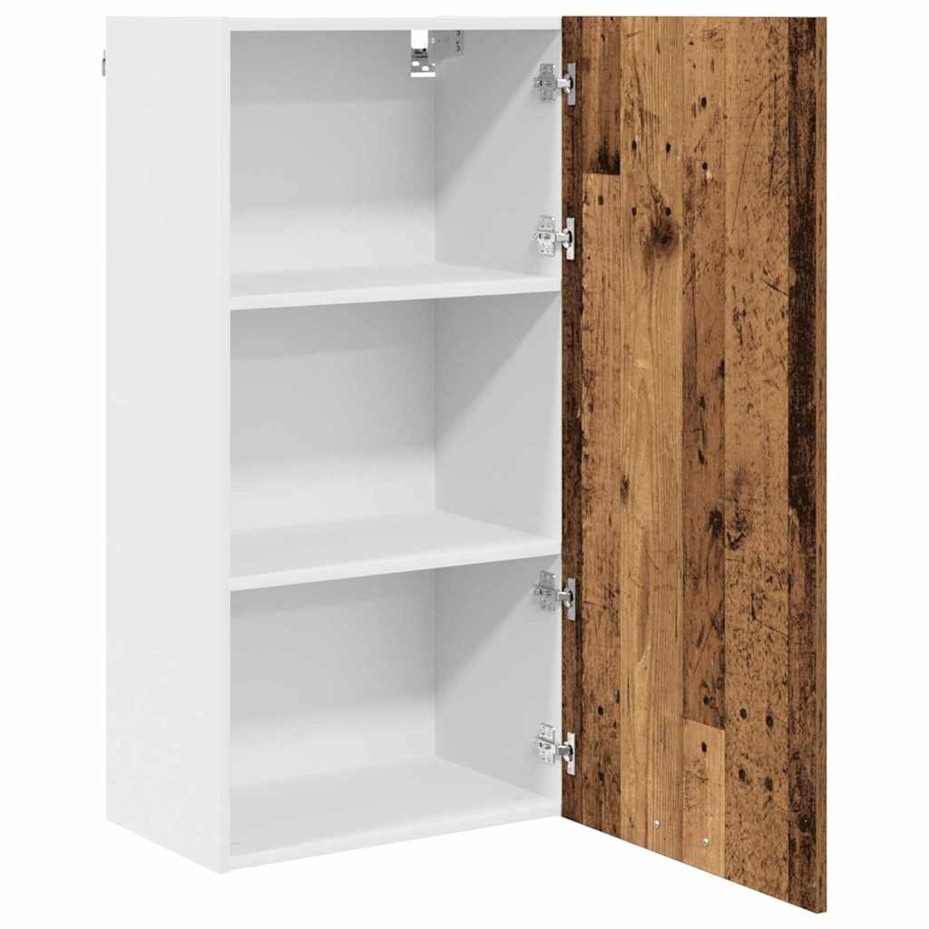 Hängeschrank mit Tür Riga Altes Holz und Weiß 50 x 31 x 100 cm
