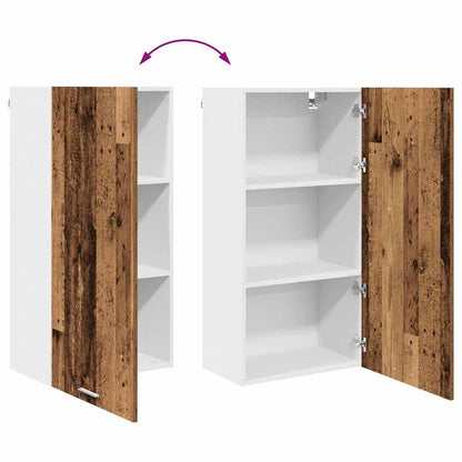 Hängeschrank mit Tür Riga Altes Holz und Weiß 50 x 31 x 100 cm