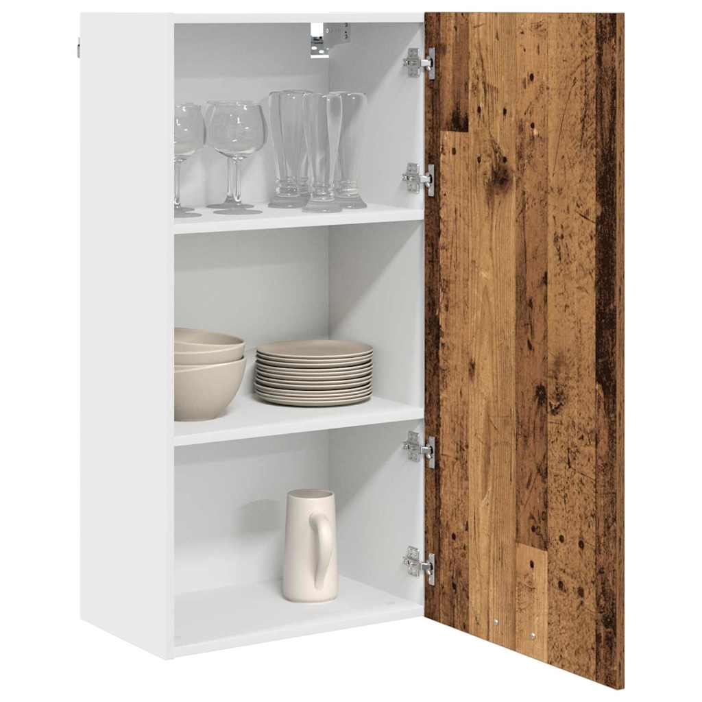 Hängeschrank mit Tür Riga Altes Holz und Weiß 50 x 31 x 100 cm