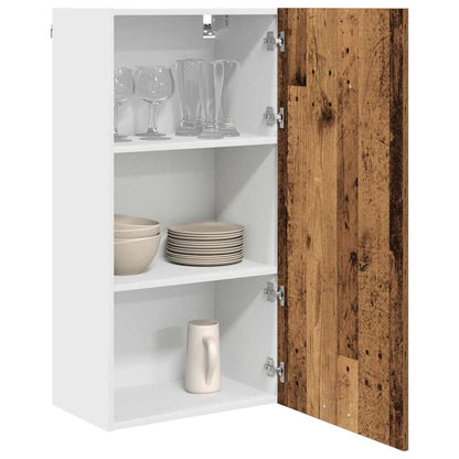 Hängeschrank mit Tür Riga Altes Holz und Weiß 50 x 31 x 100 cm