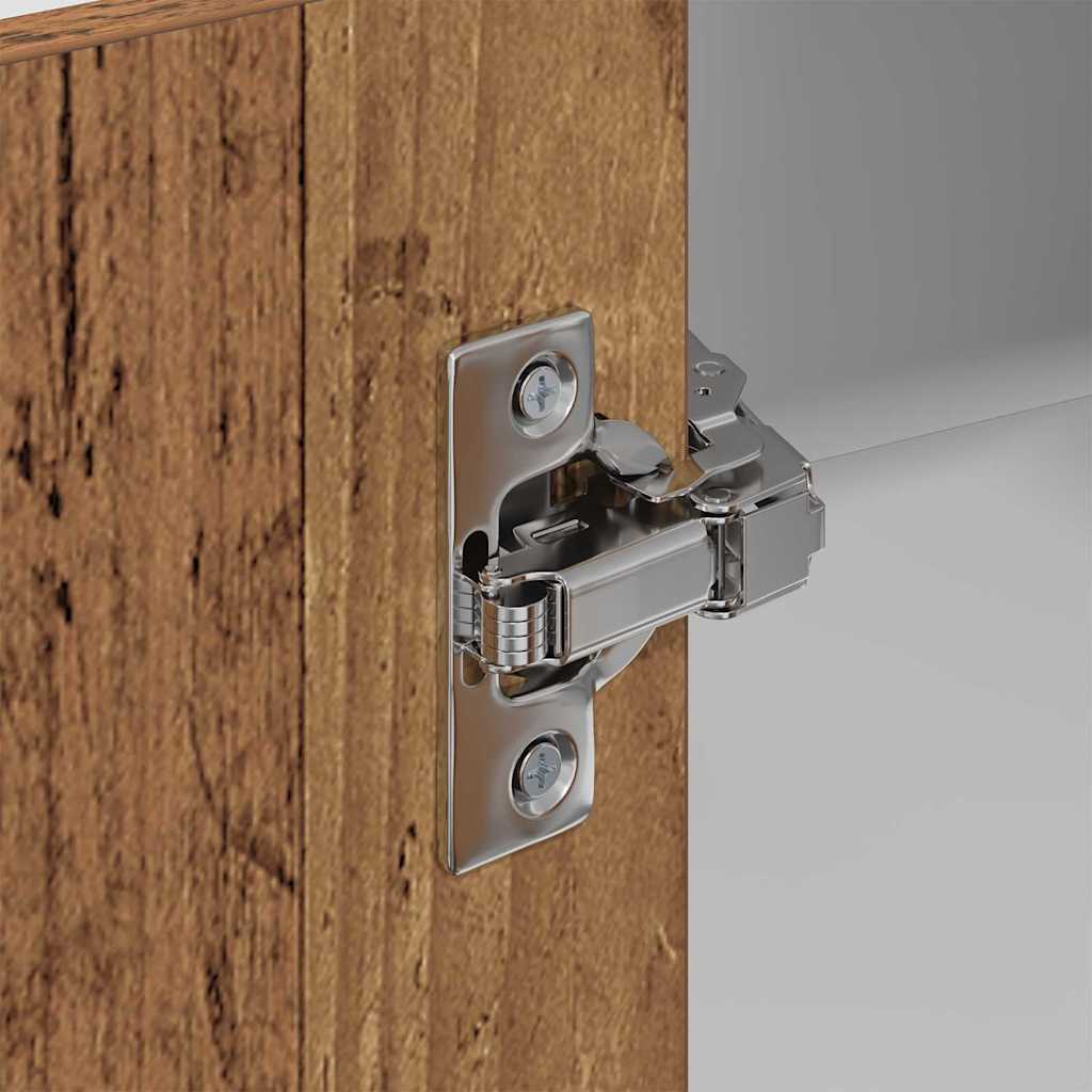 Hängeschrank mit Tür Riga Altes Holz und Weiß 57 x 57 x 100 cm