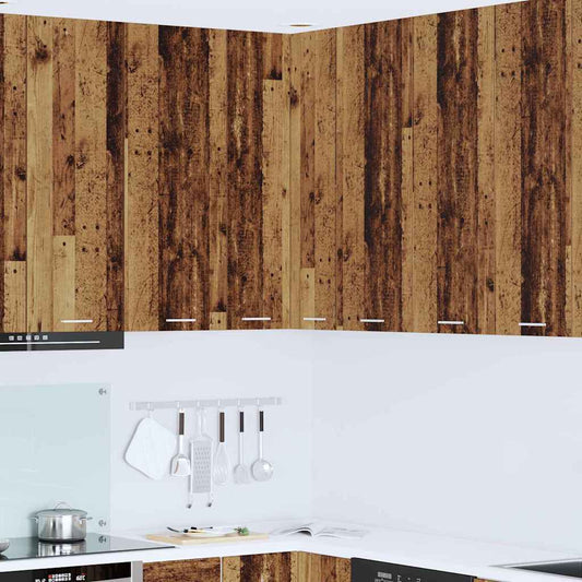 Hängeschrank mit Tür Riga Altes Holz und Weiß 57 x 57 x 100 cm