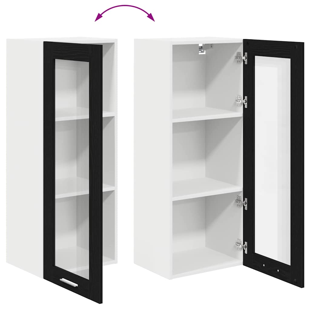 Hängeschrank mit Tür Riga Schwarz Eichen-Optik 40 x 31 x 100 cm