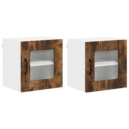 Küchenschrank mit Regal 2 pcs Geräucherte Eiche 40 x 31 x 40 cm