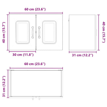 Küchenschrank mit Regal 2 pcs Hochglanz Weiß 60 x 31 x 40 cm
