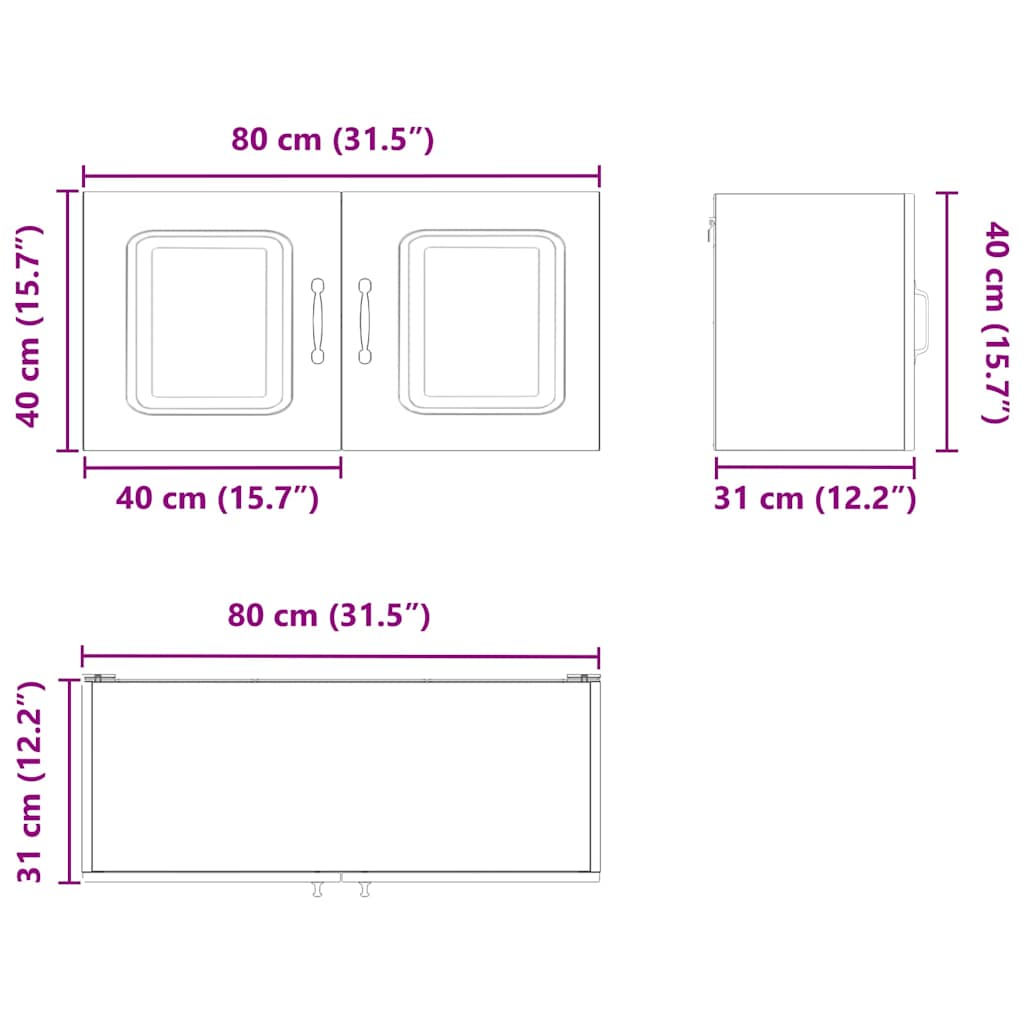 Küchenschrank Graues Sonoma 80 x 31 x 40 cm Holzwerkstoff