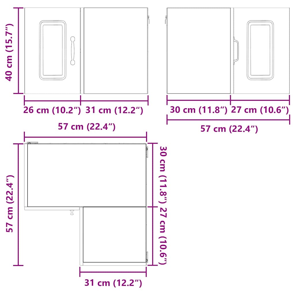 Küchenschrank Braun Eichen-Optik 57 x 57 x 40 cm Holzwerkstoff