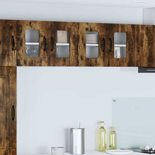 Küchenschrank mit Regal 2 pcs Geräucherte Eiche 60 x 31 x 40 cm