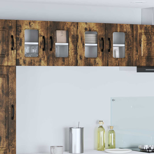 Küchenschrank mit Regal 2 pcs Geräucherte Eiche 60 x 31 x 40 cm