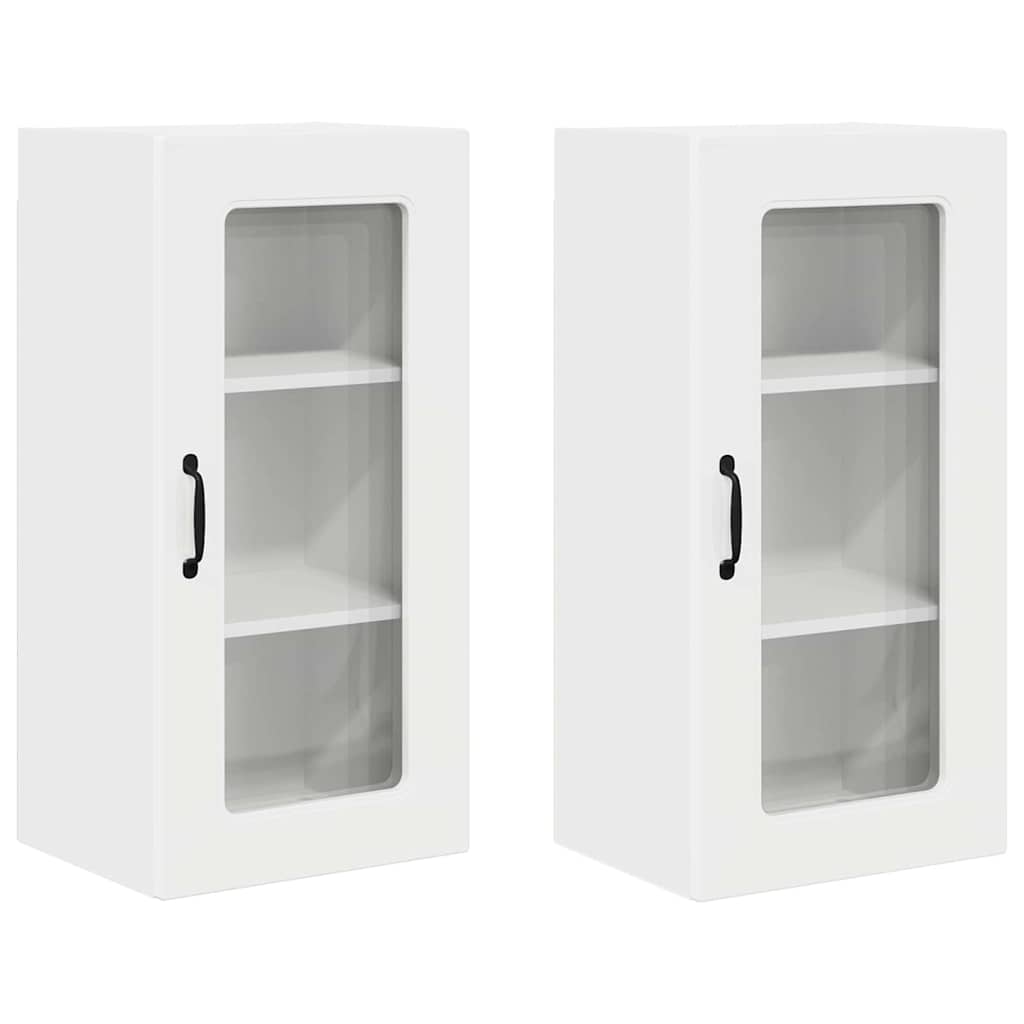 Küchenschrank mit Regal 2 pcs Hochglanz Weiß 40 x 31 x 80 cm
