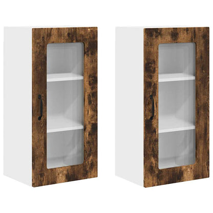 Küchenschrank mit Regal 2 pcs Geräucherte Eiche 40 x 31 x 80 cm
