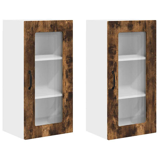 Küchenschrank mit Regal 2 pcs Geräucherte Eiche 40 x 31 x 80 cm
