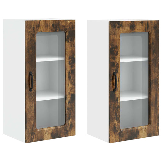 Küchenschrank mit Regal 2 pcs Geräucherte Eiche 40 x 31 x 80 cm