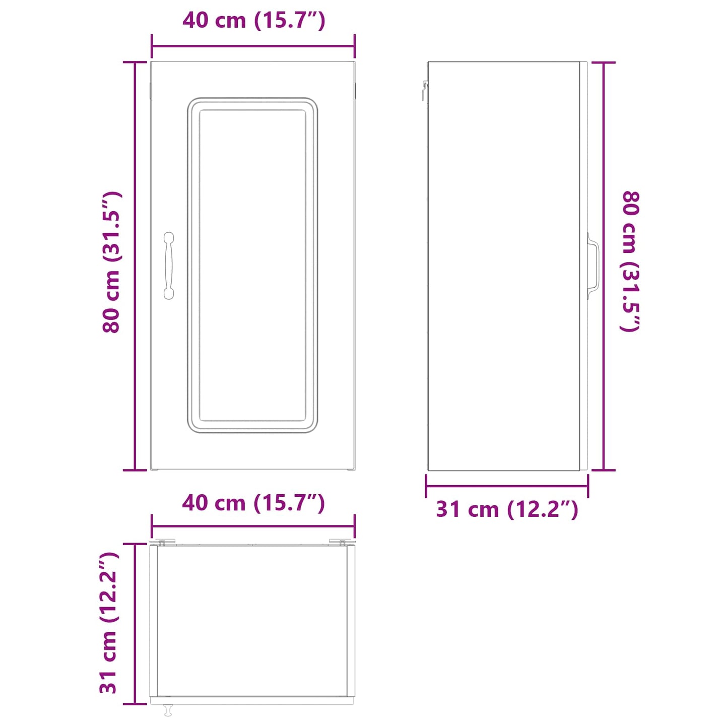 Küchenschrank mit Regal Weiß 40 x 31 x 80 cm Holzwerkstoff